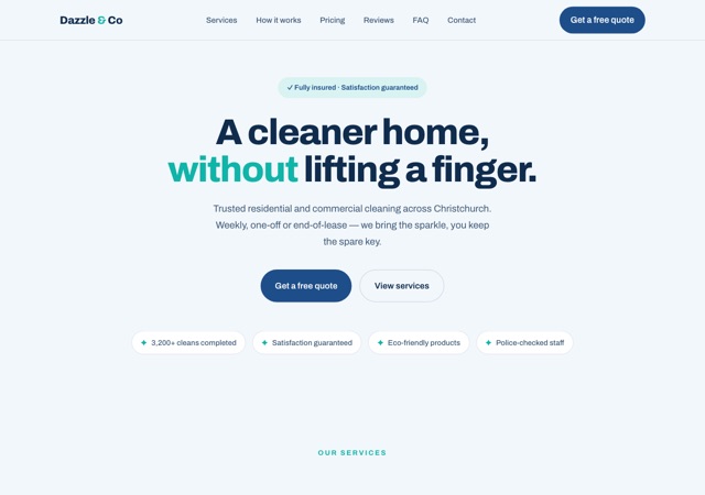 Preview of the cleaning website template