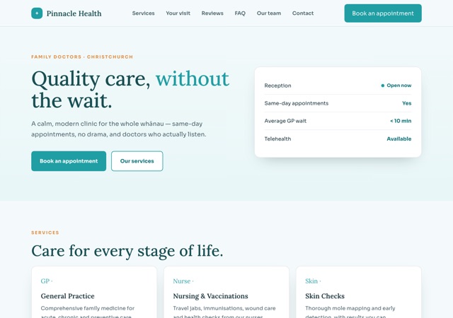 Preview of the clinic website template