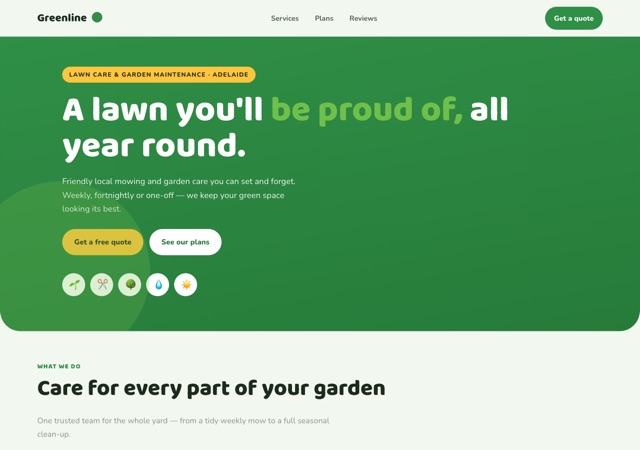 Preview of the lawncare website template