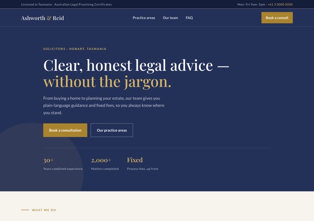 Preview of the legal website template