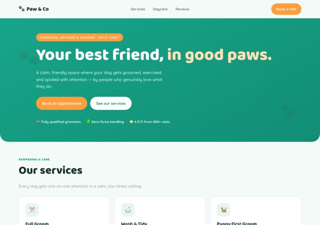 Preview of the petcare website template