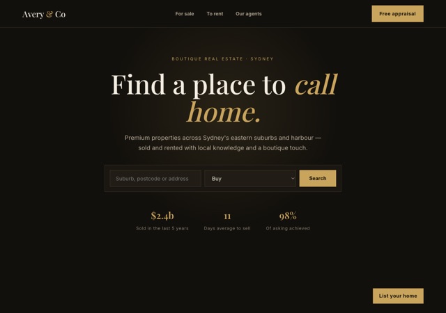 Preview of the realestate website template