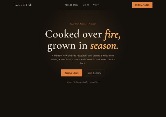 Preview of the restaurant website template